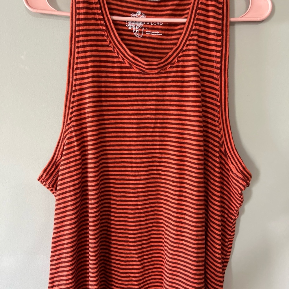 Anthropologie Pilcro Rust and Brown Striped Tank Sz L